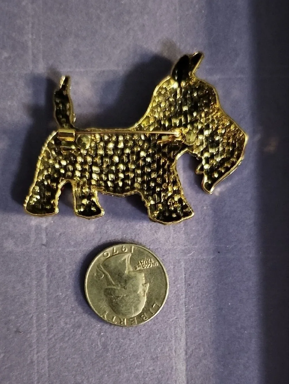 Crystal Embellished Red Dog Brooch